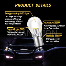 Ruiandsion BA15D LED Bulb White 6-24V 1130 1142 1176 Interior LED Light Bulb Replacement for Car Trailer Marine RV Camper Boat