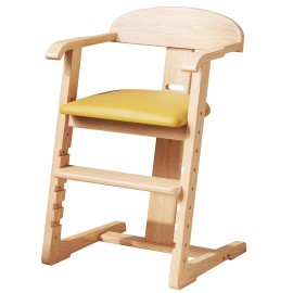 Solid Wood Toddler High Chair Modern Design Adjustable Height Easy Clean 3 Years to 200 Lb Grow Child Guangdong ETY005color: Natural yellow, size: Standard