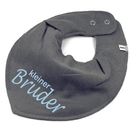 Elefantasie Scarf with Saying Little Brother for Baby or Child Dark Grey Cotton One Size, darkgray