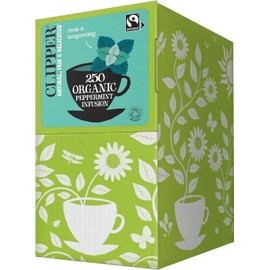 Clipper Organic Peppermint Tea Bags | 250 Individually Wrapped Infusion Teabag Sachets | Bulk Buy for Home & Catering | Caffeine-Free Fairtrade Herbal Tea Bags | Natural, Unbleached & Biodegradable