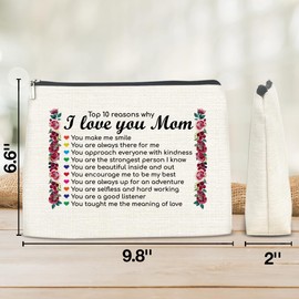 Mom Gifts, Mom Makeup Bag, Mom Gift From Daughter Son, Birthday Christmas Mother's Day Gifts for Mother, I Love You Mom Cosmetic Bag Makeup Pouch