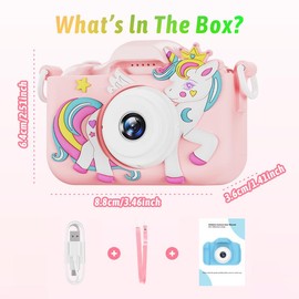 Children Digital Video Camcorder Camera-Upgrade Kids Selfie Camera-1080P HD Kids Digital Video Cameras for Toddler-Cartoon Soft Silicone Cover-Kids Camera Toys for 3-12 Year Old Girls Boys-Screen Charging-Rechargeable - type: KC07.CP.01019