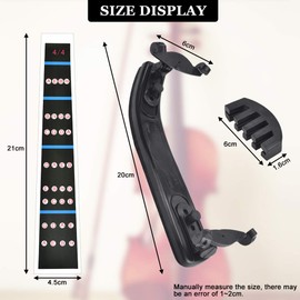 Collapsible Shoulder Rest for Violin 4/4-3/4 & Viola 13’’-14’’ with Violin Practice Mute & 4/4 Violin Fingerboard Sticker, Violin Beginners Practice Accessory for Violin Lover Beginner (20*6cm, Black)