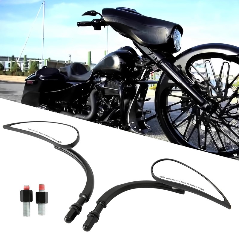 Black Motorcycle Rear View Sportster Mirrors Compatible with Harley Road
