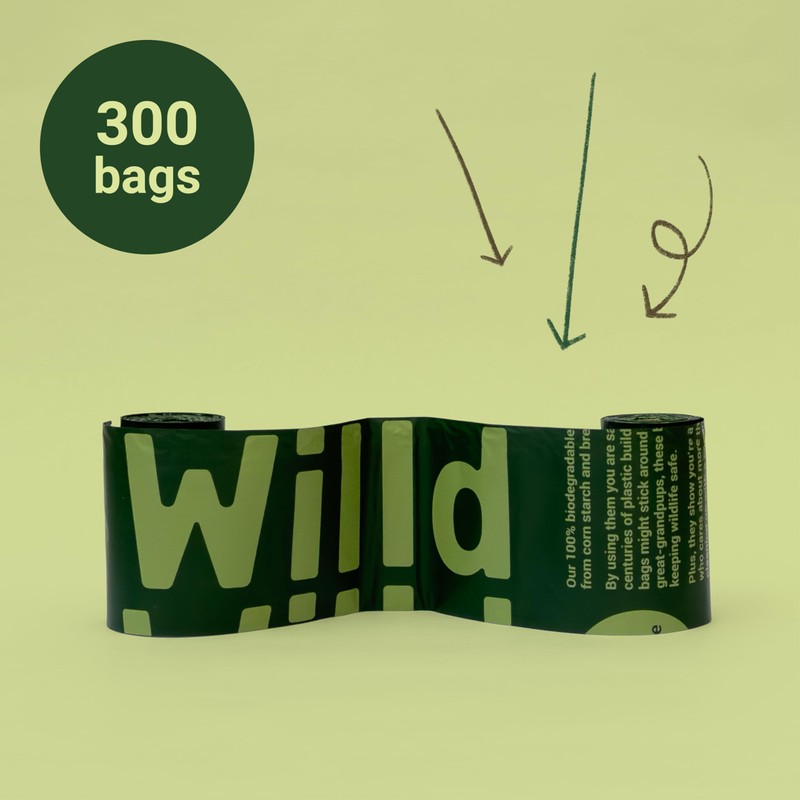 Willd Compostable Dog Poop Bags 300 count – 100% Plastic-Free