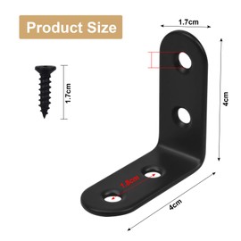 Volumoon Pack of 20 Angle Connectors, Stainless Steel, 90 Degree Angle Brackets, 40 x 40 mm, Metal Angle Shelf Bracket, L-Shape Corner Bracket with 80 Screws for Furniture, Table, Chair, Bookshelf,