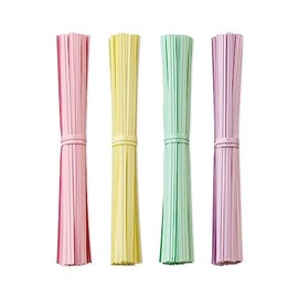 OWLFAVO 800 Pcs 6" Macaron Twist Ties with 1 Storage Box, Plastic 6 Inch Wire Ties for Bread Candy Cookies Bags, for Garden Household and Office Use, 4 Colors