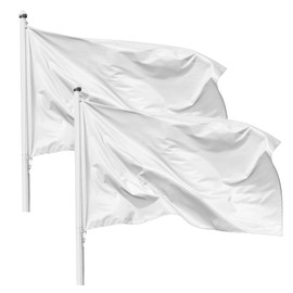 2pcs White Flags DIY Blank Flags and Banners 90 * 150cm with Two Brass Grommets Vivid Color Plain Flags for Festival Party Sport Events Gardens Bar Indoor and Outdoor Decoration 5ft x 3ft