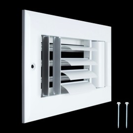 Fits 8x4 Duct Opening Aluminum 3-Way Adjustable Air Supply Grille by Handua | Curved Blade Register Vent Cover for Sidewall & Ceiling | White | Outer Size: 9.75" X 5.75"