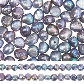 SUNNYCLUE 1 Box About 120Pcs Baroque Black Pearl Natural Cultured Freshwater Pearls Nugget Shape Genuine Keshi Pearl Beads for Jewelry Making Bead Supplies DIY Crafts Bracelets Necklaces Earrings