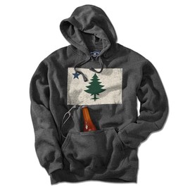 Chowdaheadz Vintage Maine Flag Tailgater Hoodie Charcoal