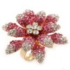 Avalaya Large Dimensional Clear/Pink Diamante Narcissus Cocktail Ring In Gold
