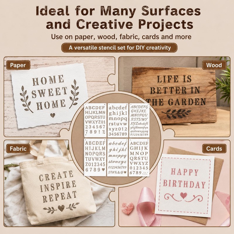 12 PCS Plastic Letter and Number Stencils, Reusable Alphabet Drawing