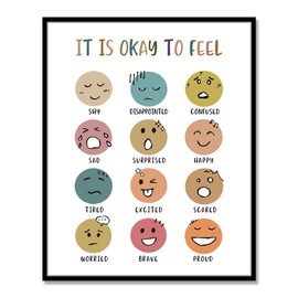 It Is Okay To Feel, Boho Classroom Decor, Mental Health, Playroom Decor, Child Art, Back To School, Teacher Gifts, Classroom Decor, Classroom Wall Decor, No Framed (11X14 INCH)