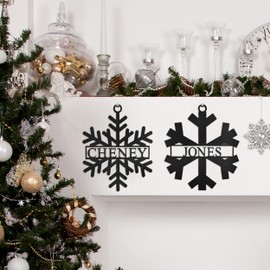 ROCC RUSTED ORANGE CRAFTWORKS CO. Snowflake Monogram - 2 Styles (15" Simple Style) Metal Snowflakes Door Wreath Christmas Decorations Metal Art Snowflakes for Wall Snowflakes