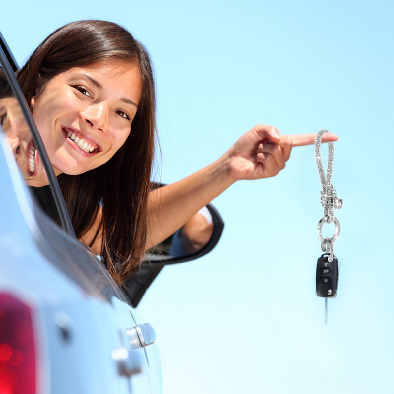 MORSUNBELA Key Ring with Glitter Rhinestone Car Key Ring Pendant