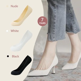 WANDER No Show Socks Women Ultra Low Cut Liner Non Slip Socks Invisible Hidden Thin Flat Socks 7 Pairs(Medium,Black)
