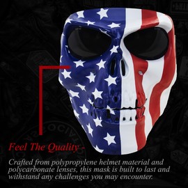 Global Vision Skull Mask Motorcycle Full Face Coverage Riding Goggles American Flag Pattern