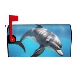 YYHWHJDE letterbox Cover Waterproof Oxford Cloth Accommodates Standard Size or Large Size mailboxes Ocean Animal Funny Dolphin Pattern 21x18 in