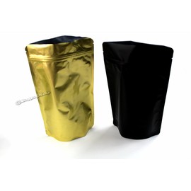 100-4 oz.Gold and Matte Black Combo Coffee/Tea Bags, Food Packaging, Coffee Favor Bags, Foil Product Packaging
