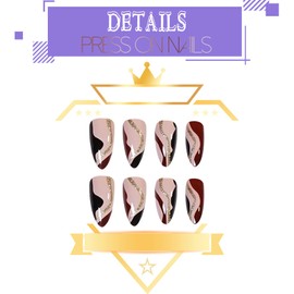 ookizom 24 Pcs Press on Nails Medium, Fake Nails Coffin for Nail Art Manicure Decoration, False Nails with Glue Acrylic Nails for Women and Girls (Enamel French Style)