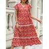 Summer Bohemian Floral Dresses for Women Casual Lace Tiered Long