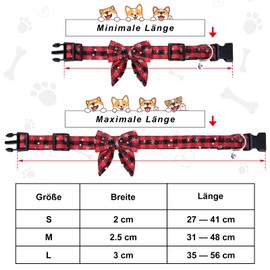 Kesote Dog Collar Cat Collar Dog Christmas Collar Large Dog Bow Adjustable Bow Red Christmas Gift Puppy (L)
