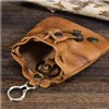 1 Pcs Leather Mini Medieval Pouch Keychain, small leather drawstring