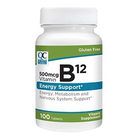 Quality Choice Vitamin B12 500 MCG, Energy, Metabolism, & Nervous System Support Supplement 100 Count Bottle of Tablets