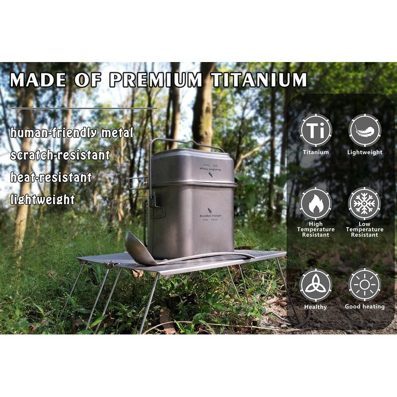 Boundless Voyage Titanium Hanging Pot Cup Cooking Set with Lid