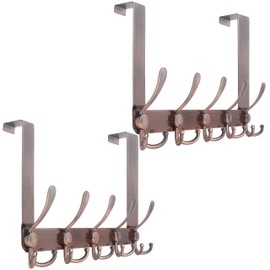 Over The Door Hook: WEBI Door Hanger Hook Rack with 5 Tri Hooks for Hanging Coats, Door Towel Rack Towel Hanger Door Coat Hanger Over Door Coat Rack for Bathroom,Behind Back of Door,Silver,2 Packs