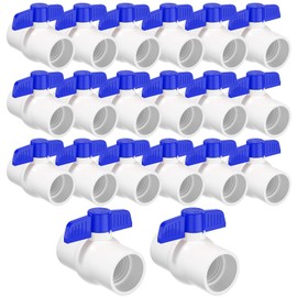 EPHECH 20PCS 1/2" PVC Ball Valve, SCH40 Slip PVC Water Pipe Valve with Easy Turn Blue T-Handle, Shut-Off Ball Valve Socket for Swimming Pool, Sprinkler Lines, Outdoor Plumbing & Irrigation System