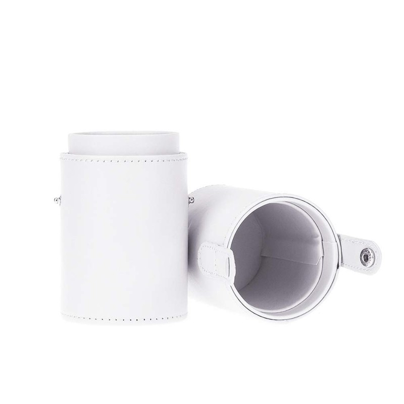 Makeup Brush Holder Leather Travel Portable Brushes Storage Case (White)