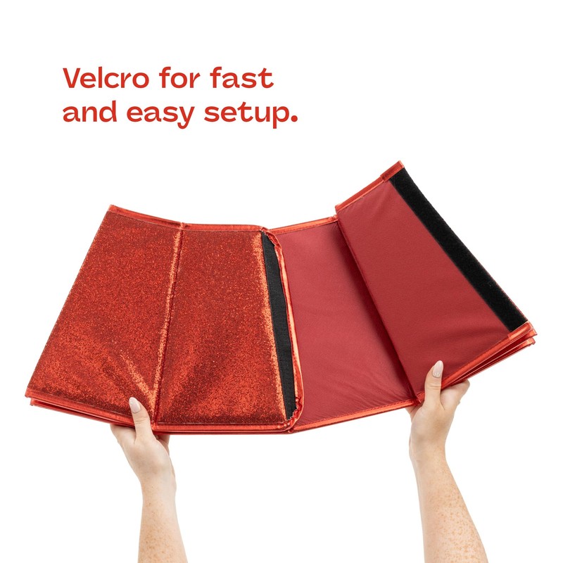 Christmas Village Glossy Red Collapsible Tree Skirt 68cm – Durable