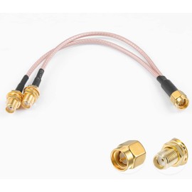 POBADY SMA Splitter Cable SMA Male to SMA Dual Female Connector Coaxial Cable 3 Way Splitter V-Type RG316 6"/15CM for 2G 3G 4G LTE Antenna Router Gateway Modem MiFi Mobile Hotspot