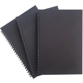 Spiral Notebook，3 Pack Lined Journal Notebook, 120 Pages, 21cm×15cm Sketchbook (Black, Line)