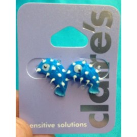 Claire's One Pair Claire's Silicone Googly Eyed Spiky Blue Fish White Dots Earrings New