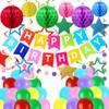 Rainbow Birthday Decorations Set, Party Balloons with Happy Birthday Banner