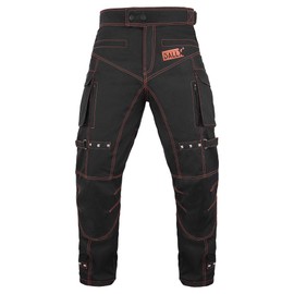 DALLX Motorcycle Waterproof Pants for Men Dual Sport Motorbike Racing Windproof Riding Pants for All Weather with Removable CE Armored (34W x 34L) Black Golden