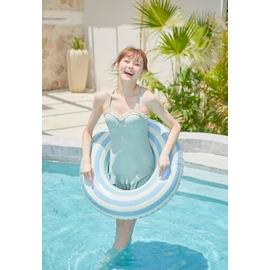 de'niko Swim Ring for Adults, 39.4 inches (100 cm), O-Shaped, Thick Pool, Float, Strong Buoyancy, Lightweight, Portable, Stylish, Popular, Multifunctional, Summer Vacation, Water Play, Beach,