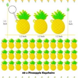 CiciBear Pineapple Party Return Favors with 40 Pineapple Keychains for Hawaiian Tropical Luau Theme Party, Baby Shower,Birthday,School Carnival Rewards