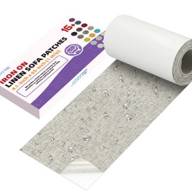 JCATTC Iron-On Couch Repair Kit, Linen Fabric Patch, Waterproof, Permanently Adheres to Sofa and Decorative Indoor and Outdoor Furniture Surfaces,4.1X65 Inch, Bright Gray