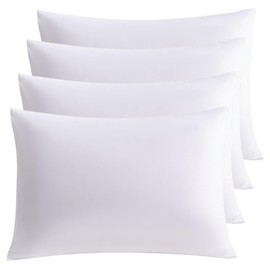 White Pillowcases Queen 4 Pack, 20x30 Pillow Cases with Envelope Closure, Soft Plain Brushed Microfiber Covers Breathable Wrinkle-Resistant