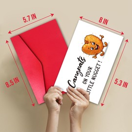 TQDaiker Lovely Baby Shower Card, New Baby Congratulations Card, Funny Newborn Chicken Cards, Congrats On Your Little Nugget, Envelope Included.