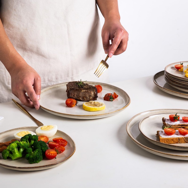AmorArc Ceramic Plates Set of 6, 8.5 Inch Handmade Reactive