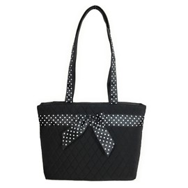 EGFAS Quilted Bucket Style Small Handbag Shoulder Tote Bag (Mini Solid Black)