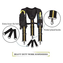 Gonnely Tool Belt Braces, High Performance Work Braces, Adjustable Straps with Vequemen Padded Shoulders, Y Shape for Carpenters, DIY Hand Tools