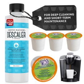 IMPRESA Coffee Machine Descaler & Cleaning Bundle - Compatible with Keurig K-Duo & K-Cup Brewers - 8 Oz Descaling Solution & 4 Maintenance Pods - Coffee Machine Cleaning & Pot Care Kit