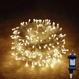 Gresonic gresonic100/200/300/400LED Fairy Lights,8 Modes Timer for Bedroom Plug in,Warm White Outdoor Garden Mains Waterproof Christmas for Indoor(300LED,8 Modes Warm White)