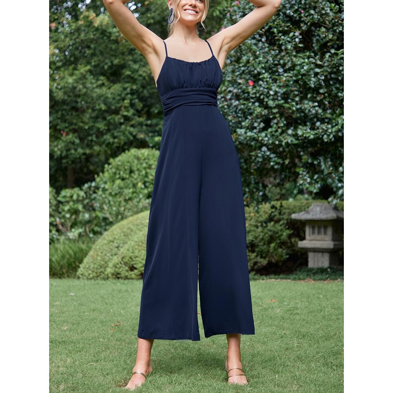 CUPSHE Women's Jumpsuit Sleeveless Ruffle Overall Cutout Tie Wide Leg